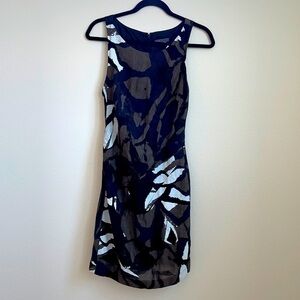 Vince black brown abstract sheath dress small